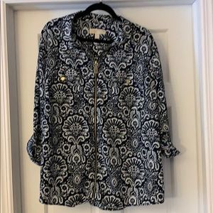 Michael Kors Plus Dog Tag Zip Front Blouse Size 3X